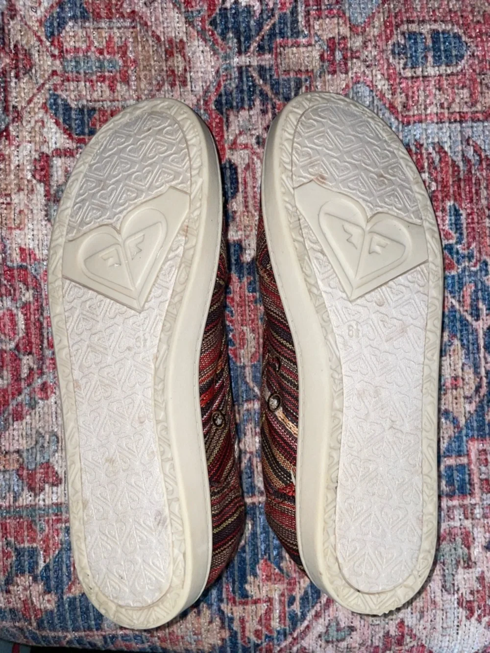 Roxy Minnow Slip-On Woven Striped Loafer / Canvas Boat Shoe